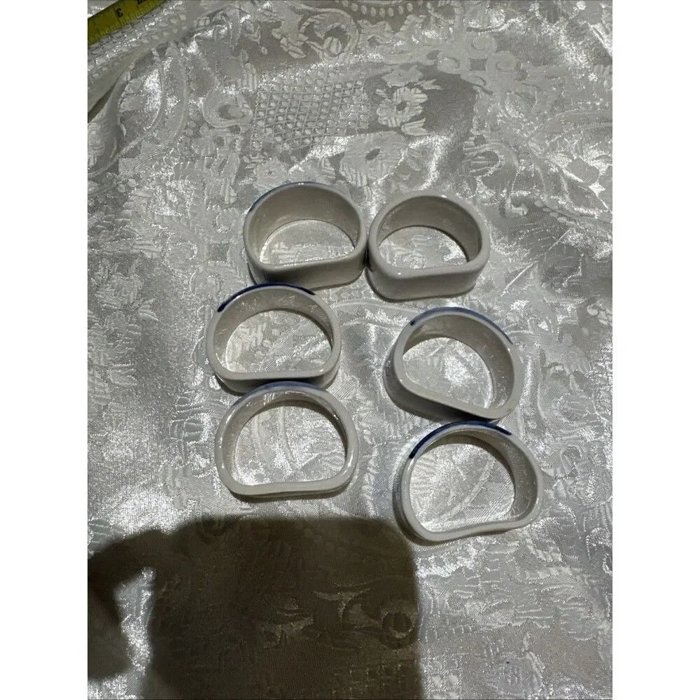 Vintage Blue Elseva Delft Napkin Rings, Set of 6